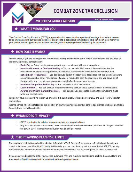 Military Combat Zone Tax Exclusion at William Moreau blog